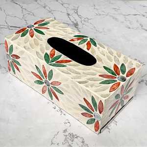 Porte-mouchoirs de luxe irisé, boîte haut de gamme incrustée de nacre avec motif artistique personnalisé pour des espaces élégants - Product Image 5
