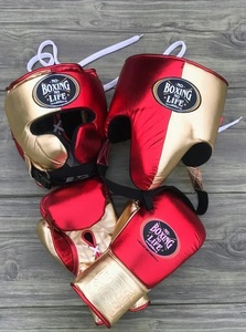 No Boxing No Life Premium Leather Sparring <b>Training</b> Boxing Gloves <b>Head</b> Guard & Groin Guard Adult Protective Martial Arts Gear - Product Image 6