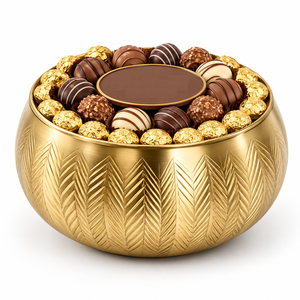 Gourmet Chocolate Arrangement In Hammered Silver Pedestal Bowl Premium Assorted Pralines & <b>Truffles</b> Platter For Corporate Gifts - Product Image 5