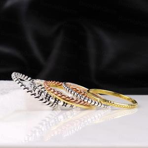 Trendy Multi Piece Stackable <b>Ring</b> Set 925 Sterling <b>Silver</b> Textured Beaded Twisted Band <b>Rings</b> Tri-Color Gold Plated Fine Jewelry - Product Image 5