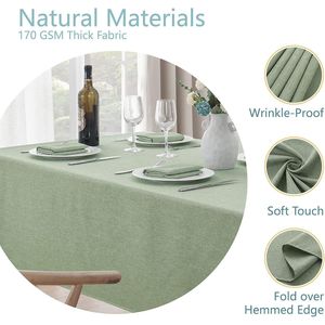 Tovaglia Rettangolare in Lino Testurizzato Impermeabile Antimacchia Antipiega in Tessuto Decorativo per Tavolo Rettangolare Stile Rustico - Product Image 5