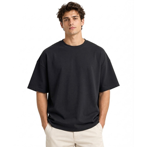 T-shirt Homme Oversize à Épaules Tombantes en Coton Streetwear Décontracté Col Rond Manches Courtes Grammage Lourd Personnalisable Vêtement Vierge - Product Image 4