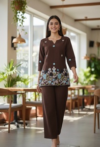 ชุดเซ็ตสีน้ำตาลสำหรับผู้หญิง แขนสั้น คอลเลคชั่นที่ดีที่สุด ราคาประหยัด เหมาะสำหรับใส่ทำงานและไปงานปาร์ตี้ - Product Image 2