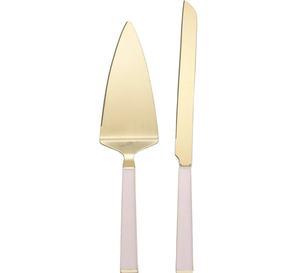 ชุดมีดและที่ตักเค้กแต่งงานสีทอง พร้อมดีไซน์โบว์ ด้ามไม้กระถินเทศ สีขาว คลาสสิก เป็นมิตรกับสิ่งแวดล้อม ปลอดภัยสำหรับเครื่องล้างจาน ทนทาน - Product Image 4