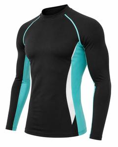 <b>Men</b> Full Sleeve <b>Rash</b> <b>Guard</b> Black/Teal/White Blocked Design Quick Dry Anti-UV Eco-Friendly Breathable Spandex Polyester Adult - Product Image 2