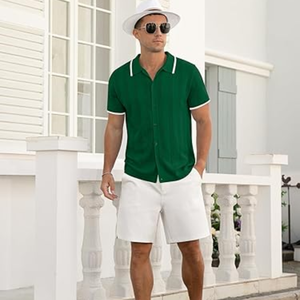Camisa Polo de Punto Casual Vintage de Manga Corta para Hombre, Camisa de Playa de Verano con Botones - Product Image 4