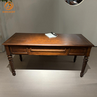 Meja Tulis Kayu Solid Klasik Gaya Eropa Vintage, Dapat Disesuaikan, Set Furnitur Hotel Villa, Desain Antik untuk Kantor, Meja Belajar