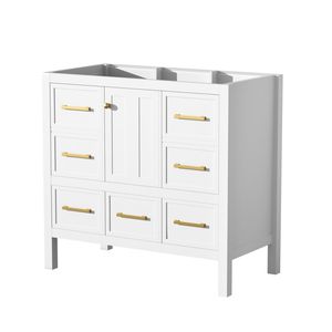 Mobile bagno da 36 pollici con telaio in legno massello, 5 cassetti, autoportante, senza lavabo, chiusura ammortizzata - Product Image 4
