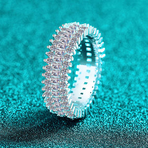 Bracelet tennis en argent pour femme, diamants de laboratoire taille baguette et pierres rondes, bijou élégant et luxueux, cadeau idéal - Product Image 4
