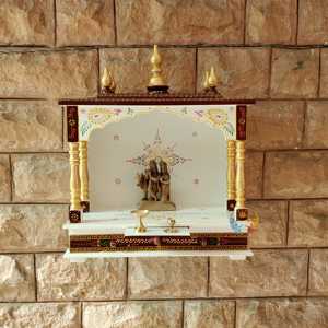 ไม้วัดทำด้วยมือสิ่งประดิษฐ์ตกแต่งบ้านสีขาวน้ำตาลทอง - Product Image 1