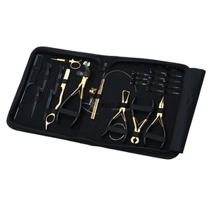 Kit completo de herramientas profesionales para extensiones de cabello: pinzas para cinta adhesiva, herramienta para nano anillos, gancho, cuchilla, tijeras y clips para uso en salón. - Product Image 3