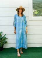 Femmes grande taille robes décontractées main-cravate teinture caftan Boho Abaya plage couverture été Caftan droite Silhouette cravate teinture maillots de bain