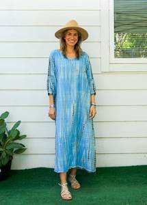 Women's Plus Size Casual Dresses Hand-Tie Dye <b>Kaftan</b> Boho Abaya Beach Cover <b>Summer</b> Caftan Straight Silhouette Tie Dye Swimwear - Product Image 4