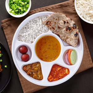 7 Compartment Meal Plate Dish Disposable Sugarcane <b>Pulp</b> Tray Compostable Catering Event Bagasse Natural Color Eco Friendly Plate - Product Image 1