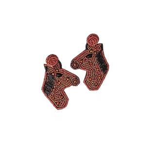 Boucles d'oreilles en perles de verre brodées à la main, style CRYSTAL CRAFT HEART, longues franges, couleur personnalisée, cadeau pour femme, bijoux - Product Image 3