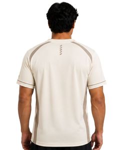 <b>White</b> Beige Men Performance T Shirt Short Sleeve Sports Jersey Quick Dry Breathable Athletic Gym Training Workout Custom <b>Tee</b> Top - Product Image 2