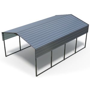 Abri de voiture en métal 20x12, structure renforcée robuste, design moderne, abri extérieur multi-usages, auvent pour voiture et bateau - Product Image 3