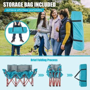 Three-Person Folding <b>Camping</b> Chair with Cotton Padding and <b>Storage</b> Bag Featuring 2 Cup Holders - Product Image 6