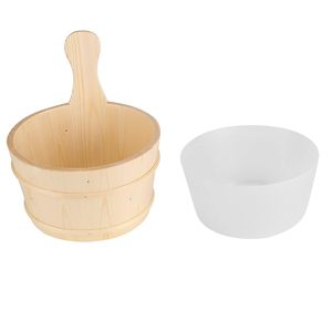 Natural Wooden Bucket with Ladle Handcrafted <b>Bath</b> Kitchen Utility Tub Multipurpose Wooden Container - Product Image 6