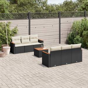 Conjunto de Sofás Modulares Grandes de Ratán PE Negro para Jardín, Elegante Colección de Muebles para Exteriores - Product Image 1