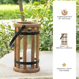 Portavelas de Madera Hecho a Mano con Borde y Asa de Metal, Decoración Moderna con Impresión UV para Hogar, Jardín y Navidad - Product Image 3