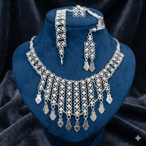 Parure de bijoux de luxe ethnique MOLL JEWELLERS pour femme, plaqué or et argent, avec collier et boucles d'oreilles pendantes A-53218 pour soirée - Product Image 5