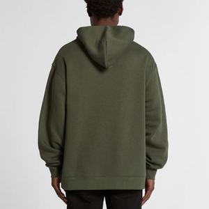 เสื้อฮู้ดสีเขียวมะกอกสำหรับผู้ชาย ทรงโอเวอร์ไซส์ ผ้าฝ้ายถัก 100% ดีไซน์กระเป๋าแบบลำลอง เหมาะสำหรับใส่ในฤดูใบไม้ร่วง - Product Image 3