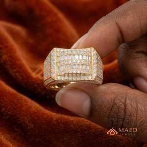 Moissanite <b>Ring</b> <b>Men</b> Hip Hop Gold Plated 925 Sterling Silver Baguette Cluster <b>Ring</b> Luxury Fashion Jewelry Gift - Product Image 2