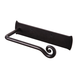 Wall Mounted Metal Decorative Bathroom <b>Tissue</b> Holder Curved Design Rustic Style Bathroom Storage Rack Durable <b>Black</b> Finish - Product Image 1
