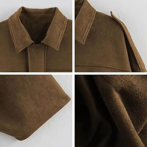 <b>Ladies</b> <b>Suede</b> <b>Jacket</b> Custom Design Faux <b>Suede</b> Leather Coat Trendy Winter Outerwear OEM ODM Bulk Manufacturer - Product Image 6