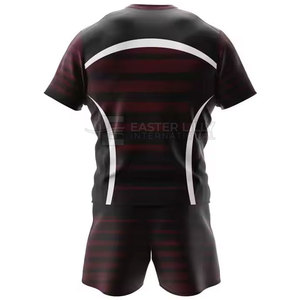 ชุดยูนิฟอร์มรักบี้แบบกำหนดเองสำหรับผู้ชาย ชุดกีฬาทีม พิมพ์ลายแบบ Sublimation เสื้อรักบี้ กางเกงขาสั้น ขายส่งจากโรงงาน - Product Image 3