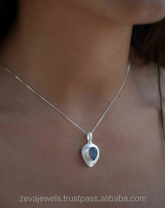 สร้อยคอจี้ลาบราดอไรต์เคลือบเงาแบบเรียบง่ายทำจาก925สร้อยคอเงินแท้สำหรับใส่ในชีวิตประจำวัน - Product Image 2