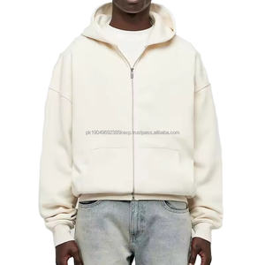 Couleur beige bleu clair Offres Spéciales veste à capuche personnalisée grande taille sweat à capuche chaud teinture unie belle qualité sweat à capuche zippé recadrée - Product Image 4