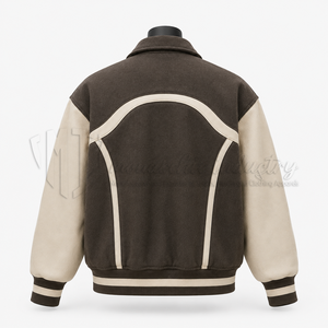Chaqueta Bomber Varsity Premium Estilo Universitario, Diseño Color Block Vintage de Béisbol, Mezcla de Lana, Estilo Casual Urbano, Resistente al Viento - Product Image 2