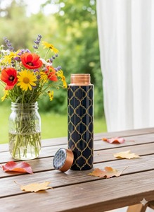 Modern Geometric Print <b>Copper</b> <b>Drinking</b> <b>Bottle</b> Suitable for Students and Professionals Water Holder Wholesale From India - Product Image 4