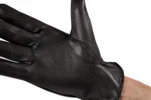 Gants pour hommes en peau de daim, gants de travail en cuir souple noir renforcés - Product Image 5