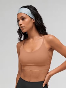 Ladies Strappy <b>Open</b> Back Activewear <b>Bra</b> Soft Butter Fabric Wirefree Padded Gym Crop Tank Top Custom Private Label Base - Product Image 4