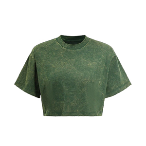 High GSM Cotton Women's Crop <b>Tops</b> Customize Wholesale High Quality Tees Shirts Ladies Summer Crop <b>Tops</b> Sexy Cropped T-Shirts - Product Image 2