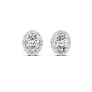 Pendientes con Diamantes Cultivados en Laboratorio de Corte Ovalado de 0.5CT, Engastados en Oro Blanco de 18KT, para Mujer, Regalo de Compromiso, Boda, San Valentín, Uso Diario - Product Image 1