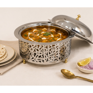 Moderna Cacerola Árabe de Acero Inoxidable, Ecológica, Apta para Lavavajillas, Calentador de Alimentos, Juego de Buffet con Diseño de Caligrafía Islámica - Product Image 6