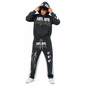 Pantalones de chándal acampanados de felpa francesa para hombre, estilo streetwear, de peso pesado, con efecto apilado, OEM - Product Image 2