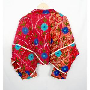 Wholesale Women's Kantha <b>Jacket</b> Handmade Indian Embroidered Bohemian Style with open closure fashionable <b>jackets</b> floral pattern - Product Image 6