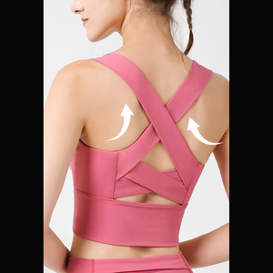 สปอร์ตบราคอเหลี่ยมสีส้มพร้อมดีไซน์ไขว้หลังสำหรับผู้หญิง - Product Image 3