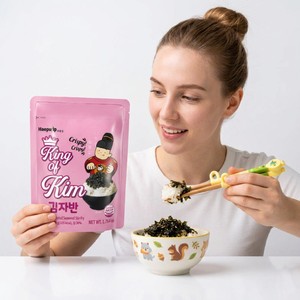 Flocons d'algues nori coréens King of Kim, algues marinées séchées et assaisonnées, nutritives, pour sushis, apéritifs et recettes. - Product Image 1