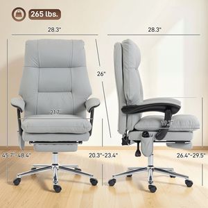 Sedia da Ufficio Ergonomica in Ecopelle Grigio Chiaro con Massaggio e Vibrazione a 6 Punti, Adatta per Animali Domestici - Product Image 2