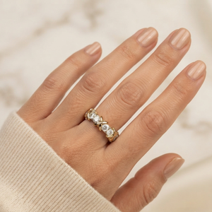 Custom Two Tone Gold Moissanite Full Eternity <b>Ring</b> Designer X <b>Cross</b> Design Luxury Wedding Band Wholesale - Product Image 4