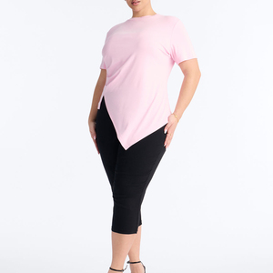 Asymmetric Women's Slim Fit Sexy Short Sleeve Yoga Top Quick Drying <b>Running</b> Shirts Breathable Sports 100% Cotton Summer Logo Tee - Product Image 4