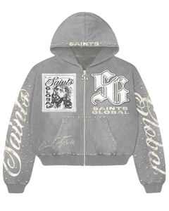 Sweat à capuche streetwear avec broderie appliquée, effet vintage délavé et usé, 100% coton, coupe ample pour l'hiver - Product Image 2