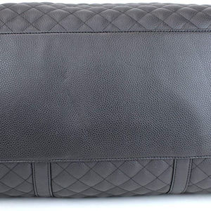 Sac de voyage de luxe en cuir véritable noir matelassé, design robuste et durable - Product Image 5