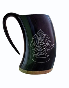 Jarra de Cuerno Natural Hecha a Mano, Pulida, para Bebidas, Estilo Medieval Nórdico y Rústico, Disponible al Mejor Precio - Product Image 1
